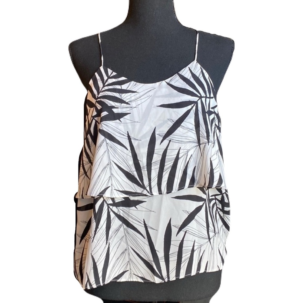 Mossimo Shear Flowy Tank Black & White Beachy Blouse Women’s Small